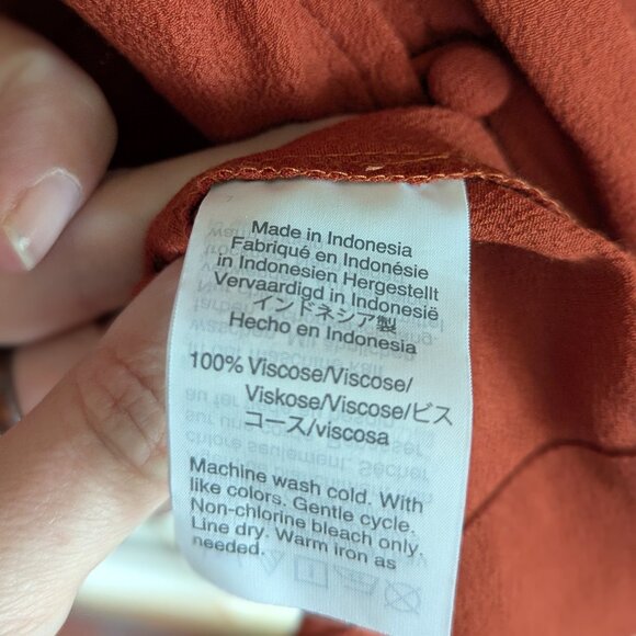 Madewell Heather Long Sleeve Button-down Dress, Rust Red, Size Large - Picture 11 of 13